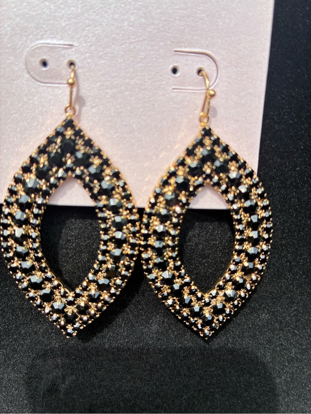 Daisy Fuentes Gold and Black Open Teardrop Crystal Earrings